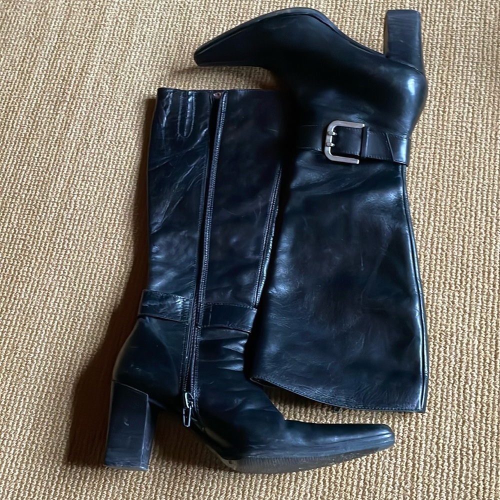 Black leather boots